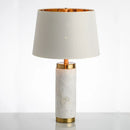 Minimalistische Schreibtischlampe aus marmoriertem Stoff für ein elegantes Interieur