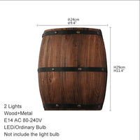 Retro-Wandleuchten in Fass-Optik aus Holz