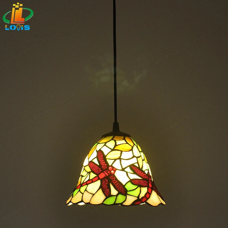 lustre en bégonia américain style tiffany pour décoration intérieure - vue 6 sur 10