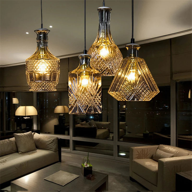lustre nordique simple moderne industriel en verre pour bar café - vue 4 sur 10