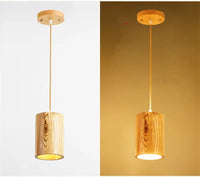 Suspension en bois simples nordiques de créateur lampe suspendue led cuisine île bar hôtel décor à la maison E27