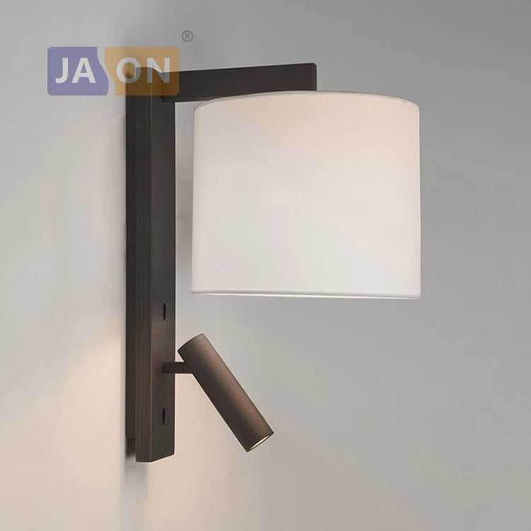 applique murale led nordique en fer et tissu rotatif sans fil - vue 3 sur 6