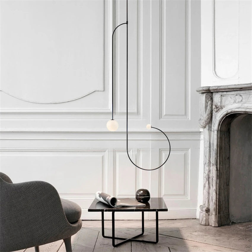lustre à led géométrique en fer design moderne suspendu - vue 5 sur 10