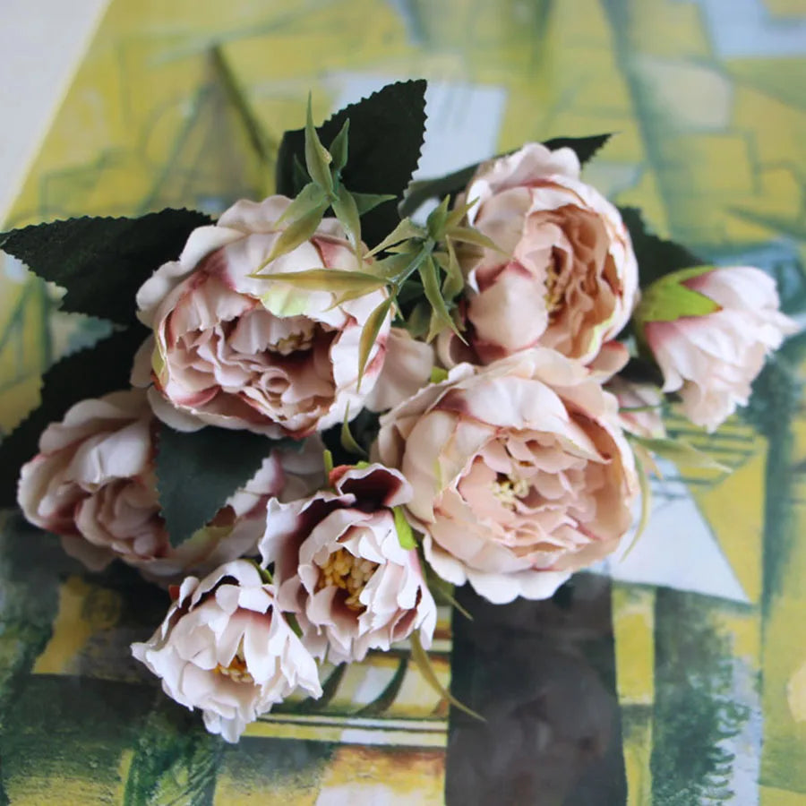 bouquet shabby chic en soie pour mariage et décoration intérieure - vue 7 sur 11