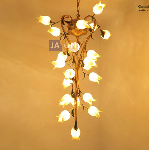 suspension en fer nordique avec verre lys tulipe camélia pour éclairage décoratif - vue 5 sur 12