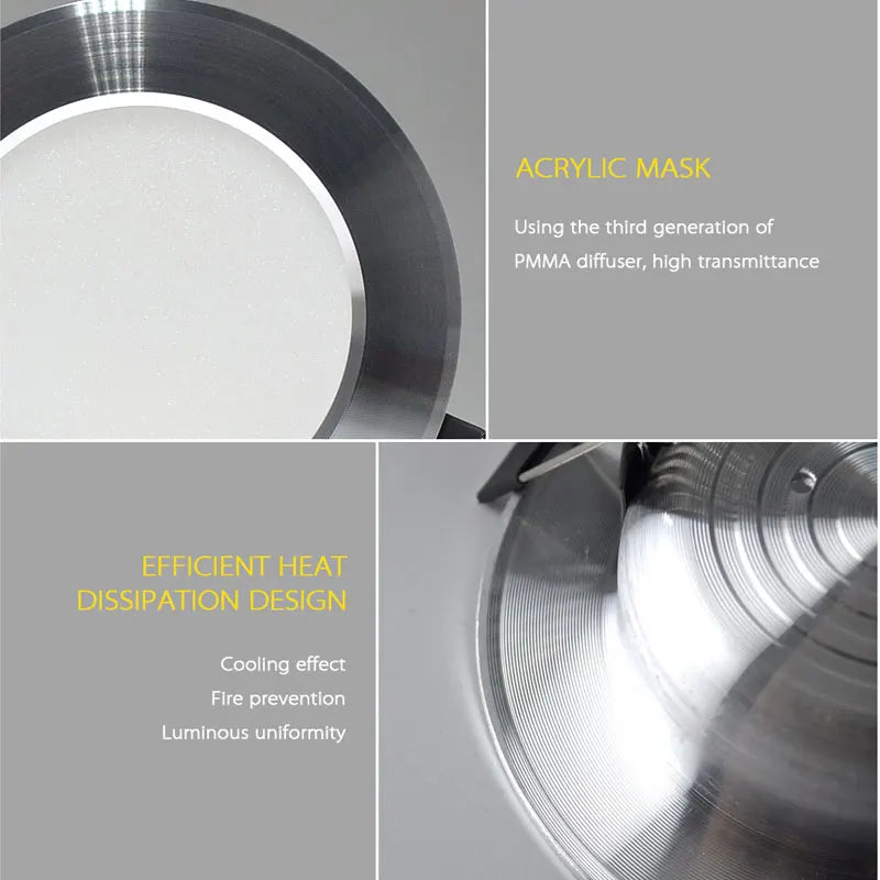 led downlight plafond argenté brillant lumière led - vue 10 sur 17