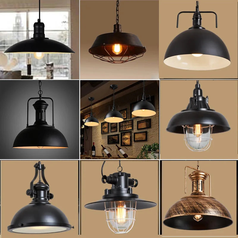 lampe suspendue vintage loft industrielle nordique veilleuse bar - vue 7 sur 26