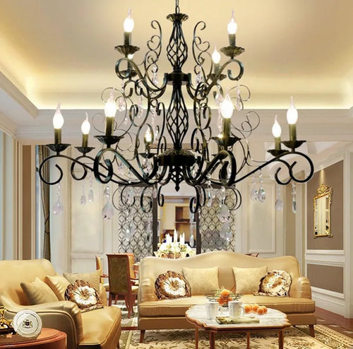 lustre rétro en métal verre et cristal décoratif pour intérieur