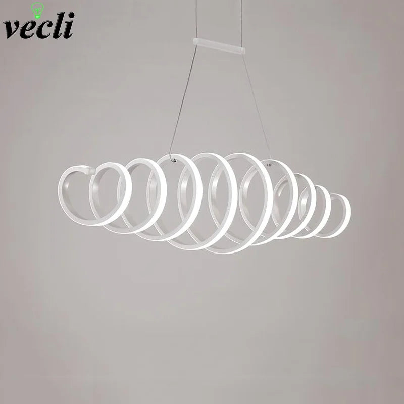 lustre moderne en aluminium avec lumières leds intégrées
