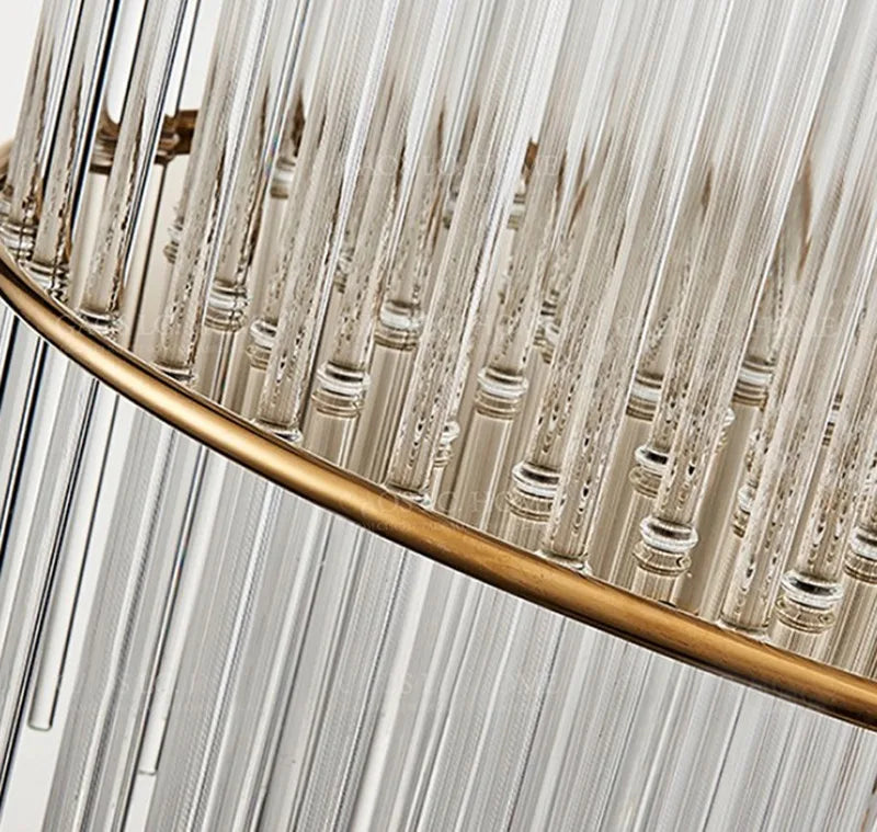 lustre en cristal design nordique tige en verre métal doré - vue 4 sur 6