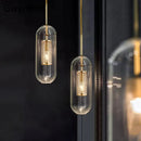Moderne LED-Pendelleuchte aus goldenem Glas im nordischen Stil