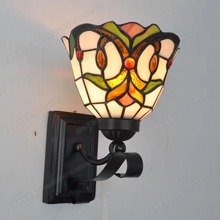 Retro-minimalistische Tischlampe aus Tiffany-Glas und Kupfer für europäische Dekoration