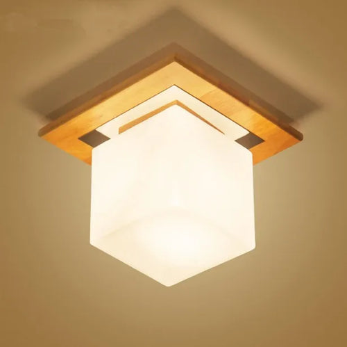 Japanische Deckenleuchte aus Holz im minimalistischen Stil für den Innenbereich