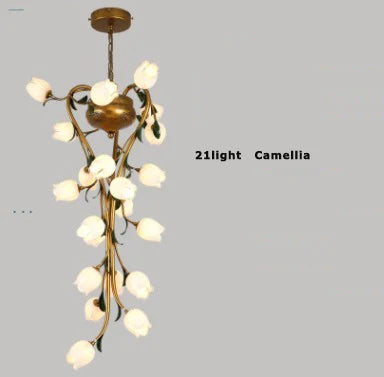 suspension en fer nordique avec verre lys tulipe camélia pour éclairage décoratif - vue 8 sur 12