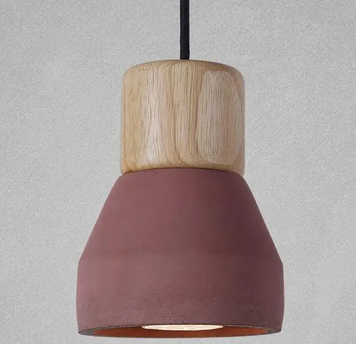 Pendelleuchte im nordischen Loft-Stil aus Holz und Zement, E27, 4 Farben, modern für Restaurant, Wohnzimmer, Café, Schlafzimmer, bunte Dekoration - vue 10 sur 10