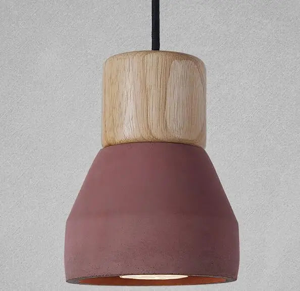 Pendelleuchte im nordischen Loft-Stil aus Holz und Zement, E27, 4 Farben, modern für Restaurant, Wohnzimmer, Café, Schlafzimmer, bunte Dekoration - vue 9 sur 10