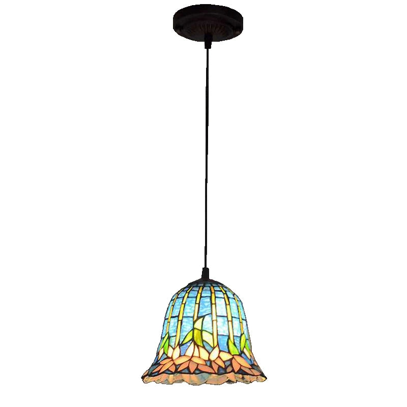 lustre antique européen style nénuphar tiffany pour restaurant et bar - vue 4 sur 5