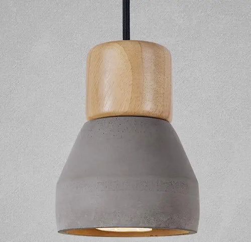 Pendelleuchte im nordischen Loft-Stil aus Holz und Zement, E27, 4 Farben, modern für Restaurant, Wohnzimmer, Café, Schlafzimmer, bunte Dekoration - vue 11 sur 10