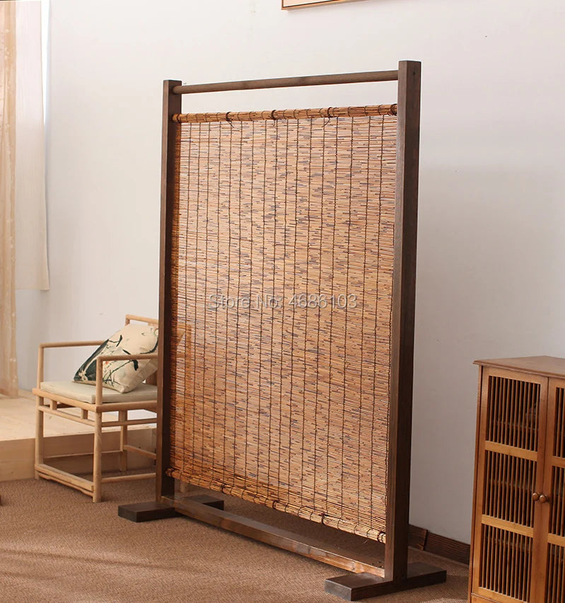 cloison de séparation en bois de roseau style chinois pour extérieur