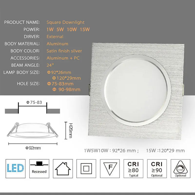 plafonnier led satiné encastré pour décoration éclairage maison - vue 5 sur 6