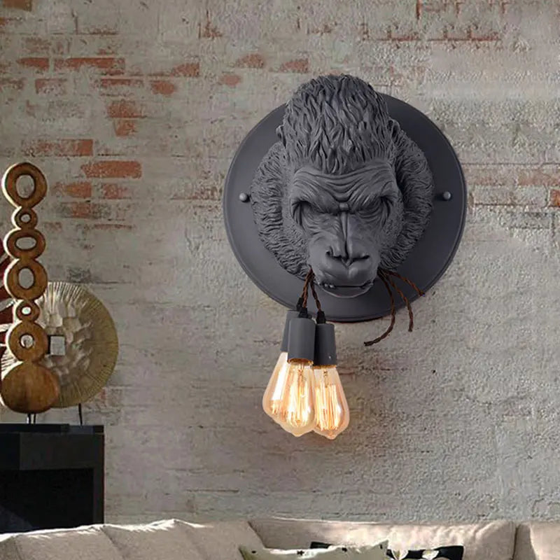 applique murale nordique en résine gorille avec led moderne - vue 5 sur 7