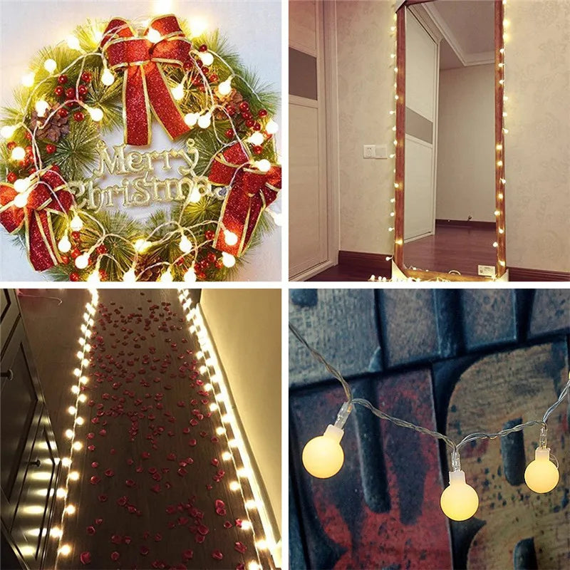 guirlande lumineuse à 80 led boules cerisier pour mariage et noël - vue 3 sur 9