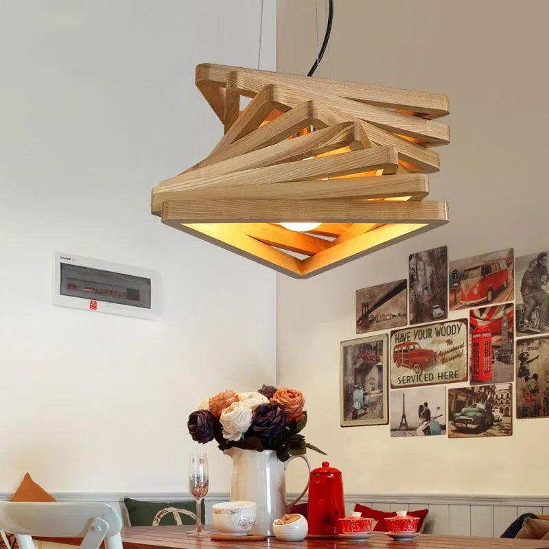 luminaire suspendu créatif en bois de fruits pour île moderne