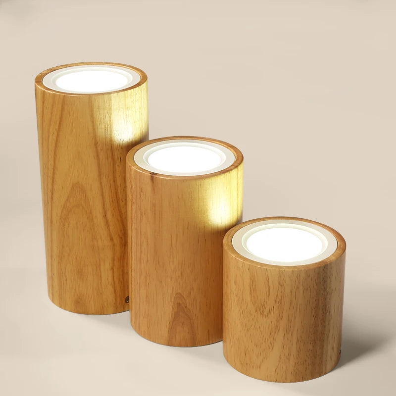 plafonnier moderne à leds design bois rond carré décoration intérieure - vue 6 sur 12