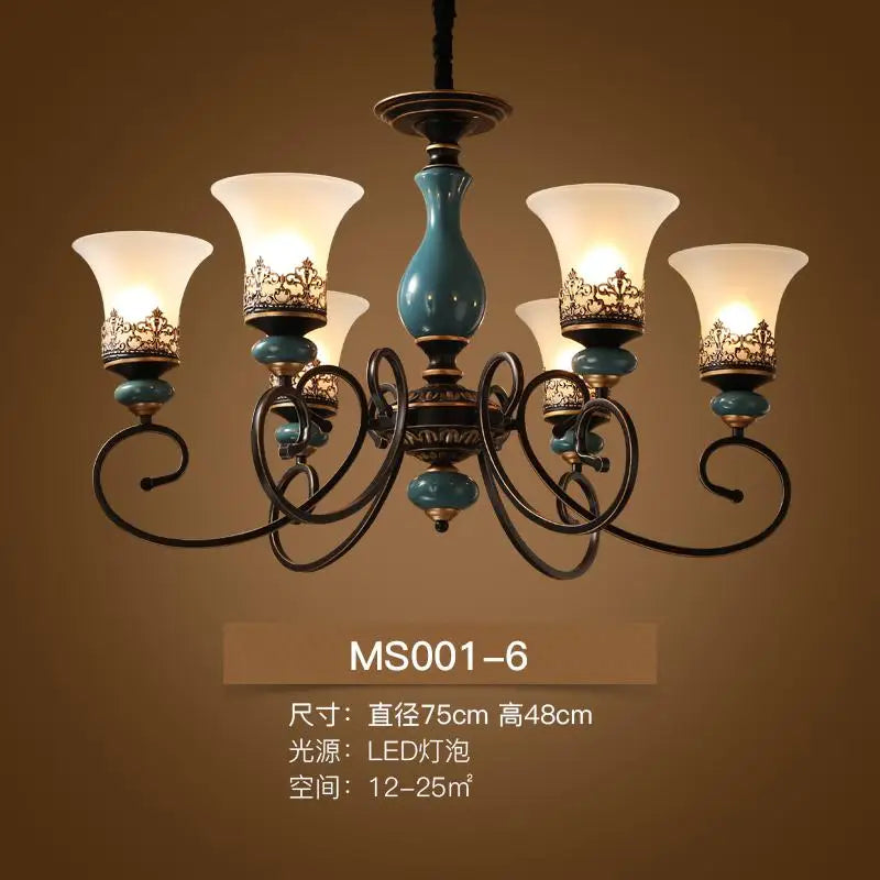 lustre à led en céramique style rétro moderne et luxueux - vue 8 sur 10