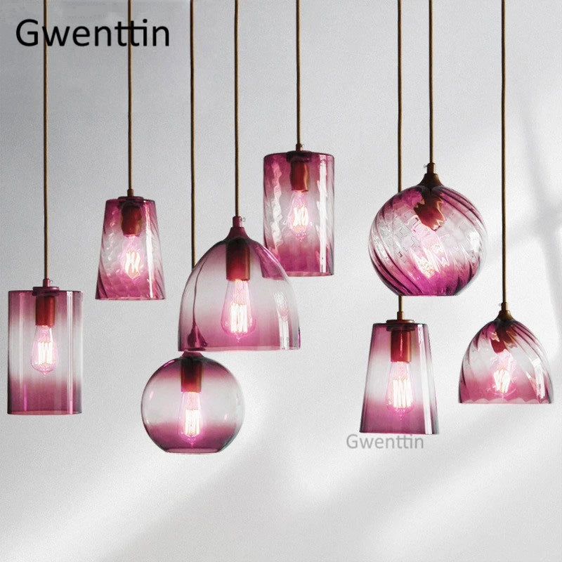 suspension moderne en verre teinté pour décoration intérieure - vue 2 sur 22