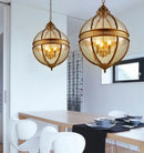 Vintage-Pendelleuchte Globe aus Schmiedeeisen mit Glasschirm