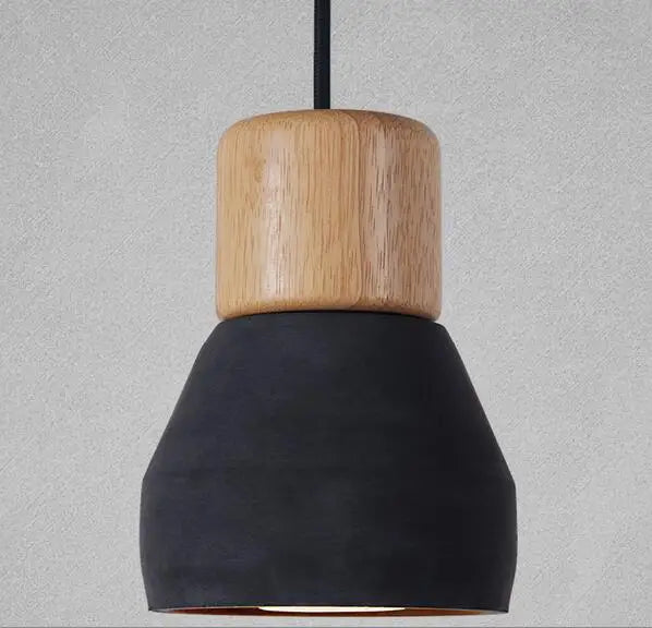 Pendelleuchte im nordischen Loft-Stil aus Holz und Zement, E27, 4 Farben, modern für Restaurant, Wohnzimmer, Café, Schlafzimmer, bunte Dekoration