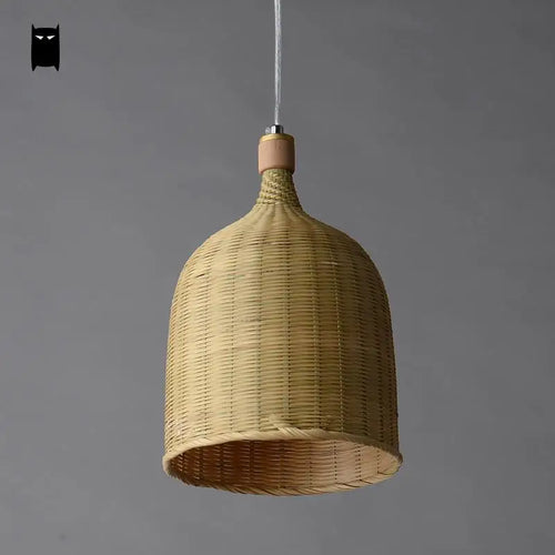 suspension bambou osier rotin panier seau luminaire rustique asiatique japon lampe suspendue Luminaire Design salle à manger
