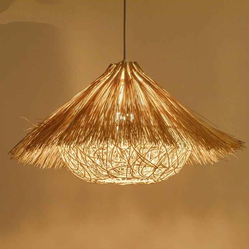 lampe suspendue originale en rotin nid d'oiseau tissé à la main - vue 3 sur 7