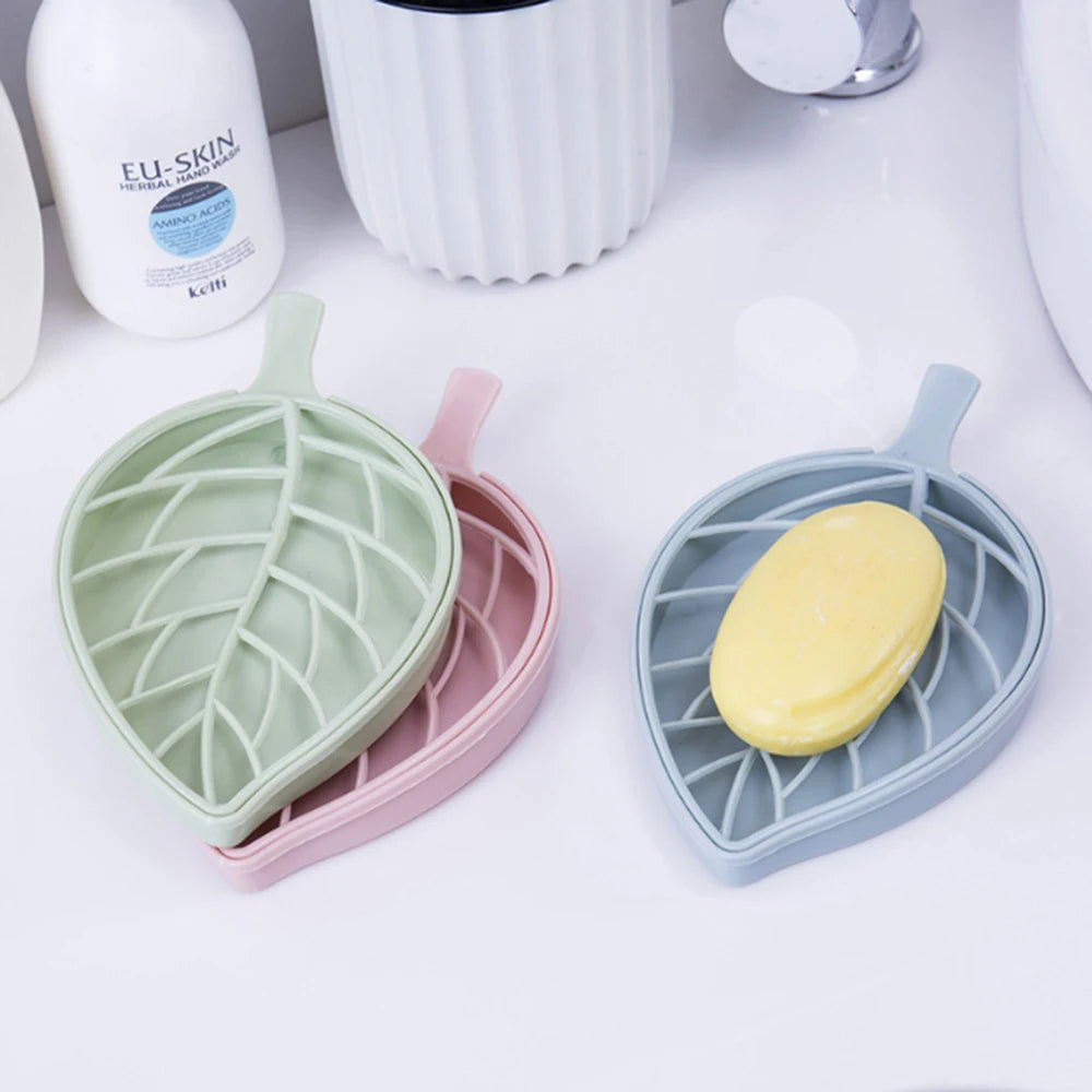 boîte à savon double couche en forme de feuille portable - vue 2 sur 8