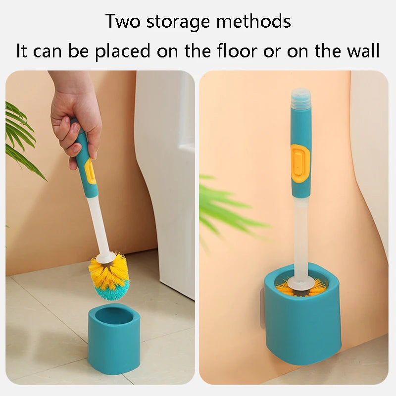 brosse de toilette à long manche avec détergent et accessoire mural - vue 7 sur 9