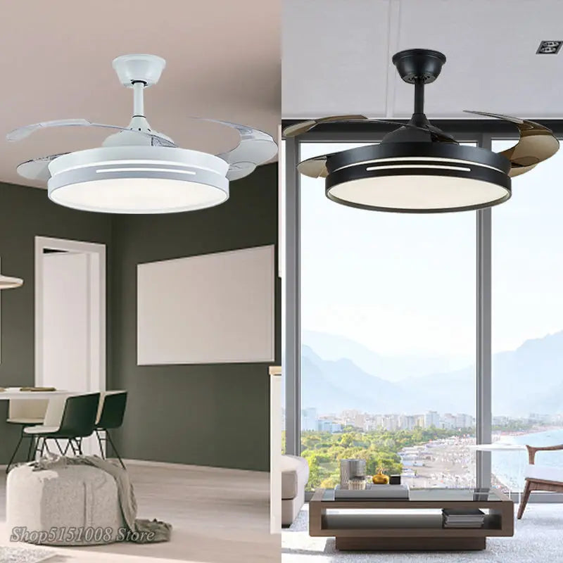 ventilateur de plafond nordique moderne avec lumière led - vue 2 sur 10