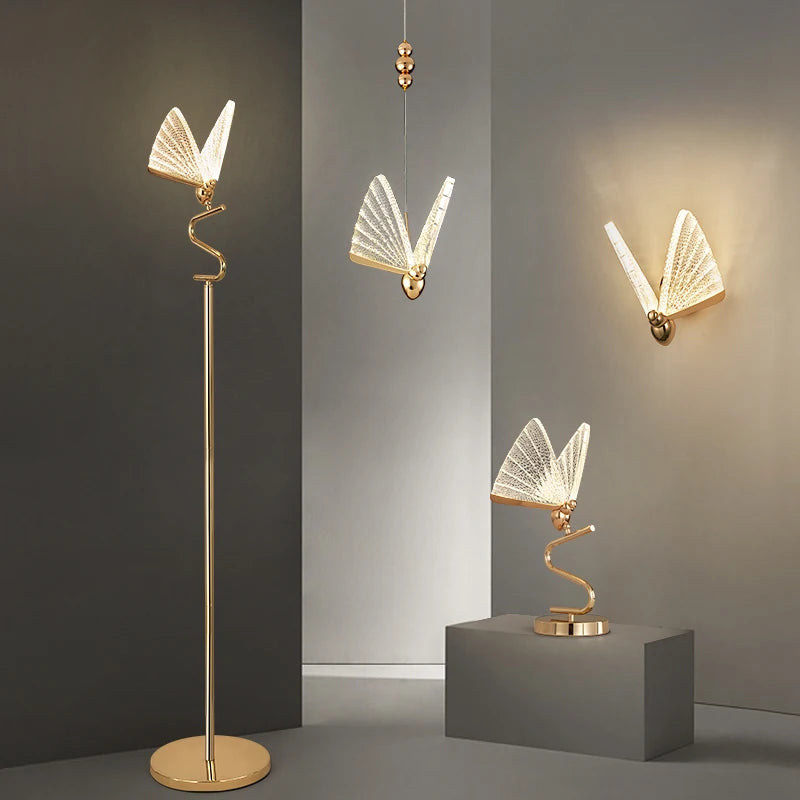 lampe à poser papillon design moderne veilleuse créative luminaire luxe - vue 7 sur 12