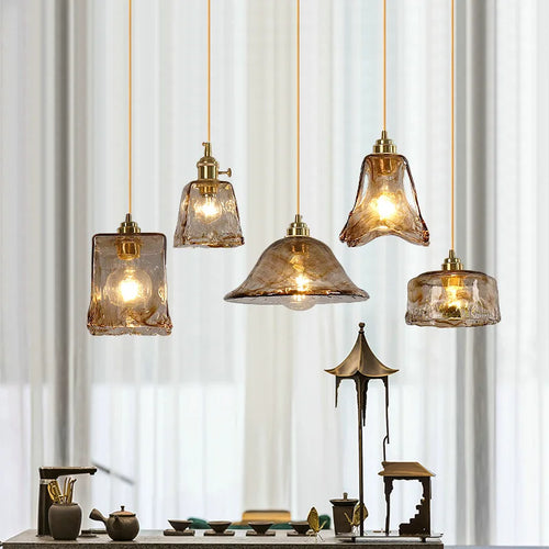 lampe suspendue en laiton verre led style nordique japonais