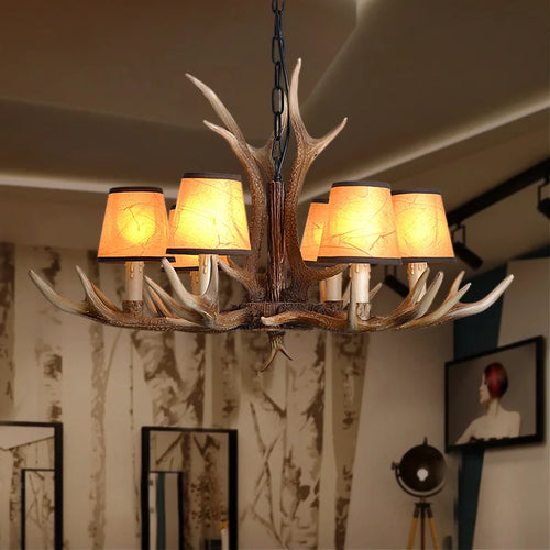lustre rétro en résine et bois pour restaurant café bar