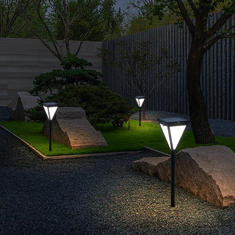 Lampe de pelouse solaire extérieure LED lampe de stigmatisation rougeoyante sans électricité couloir de jardin moderne terrasse ronde lumières de pelouse imperméables - vue 4 sur 7