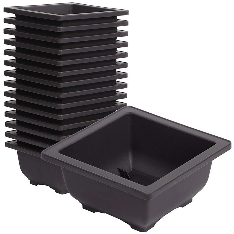 15 PCS 4.7 Inch Flower Pot, Square Plastic Bonsai Training Pot, Flower Succulent Flower Pot Container, for Garden, Interior, Hom