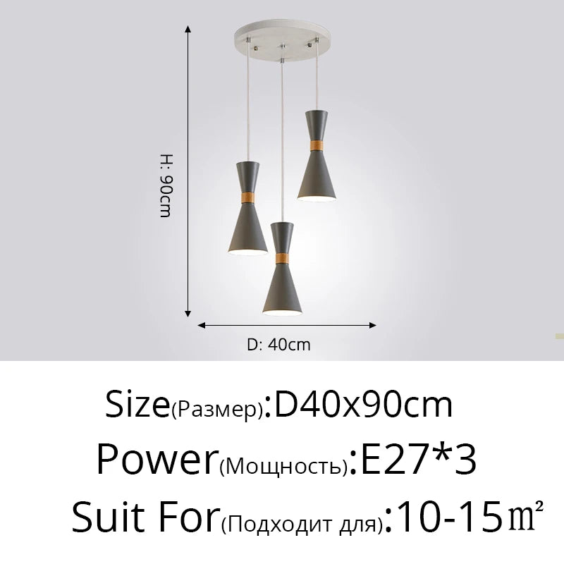 Moderne Pendelleuchte aus Holz kreative Macaron - vue 13 sur 17