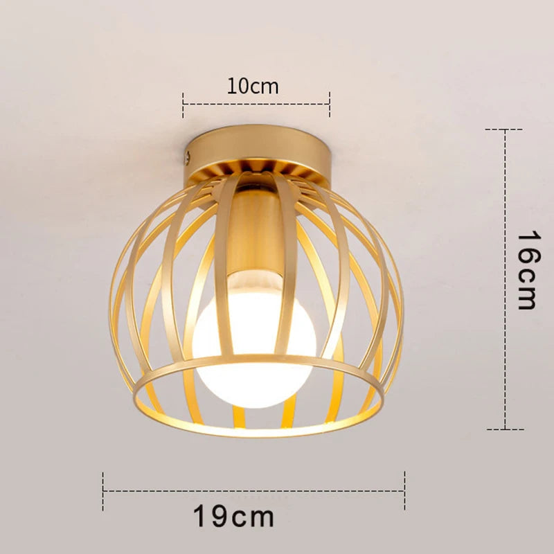 Retro Deckenleuchte Gold Metall LED für Balkon und Flur - vue 6 sur 10