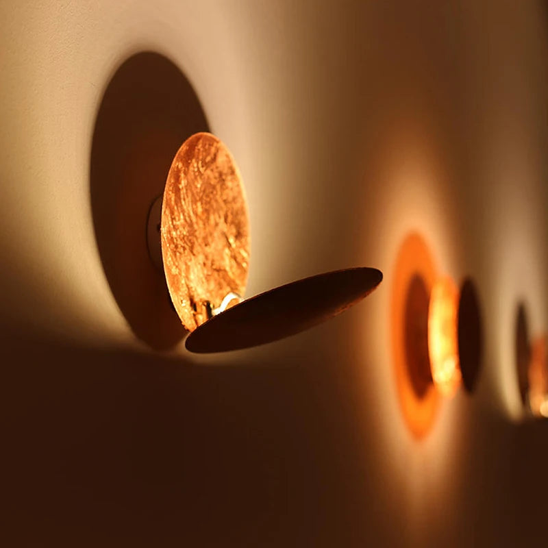 Applique LED ronde or cuivre moon eclipse