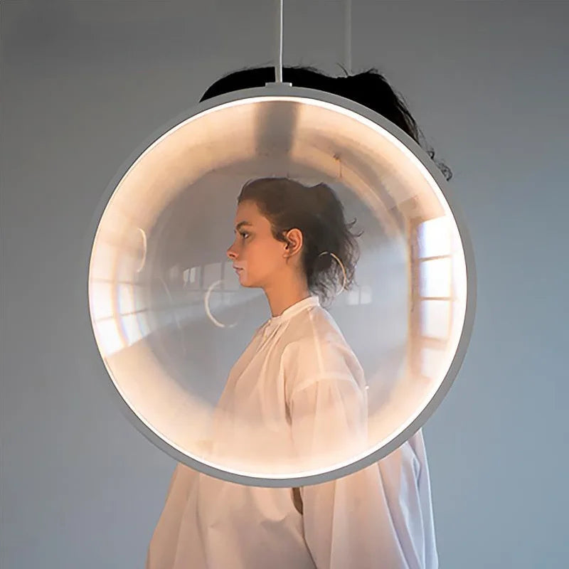 lampe suspendue design nordique moderne en verre circulaire décoratif - vue 3 sur 6