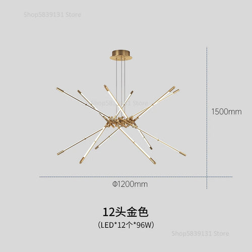 lustre moderne simple en cuivre de luxe suspendu - vue 12 sur 12