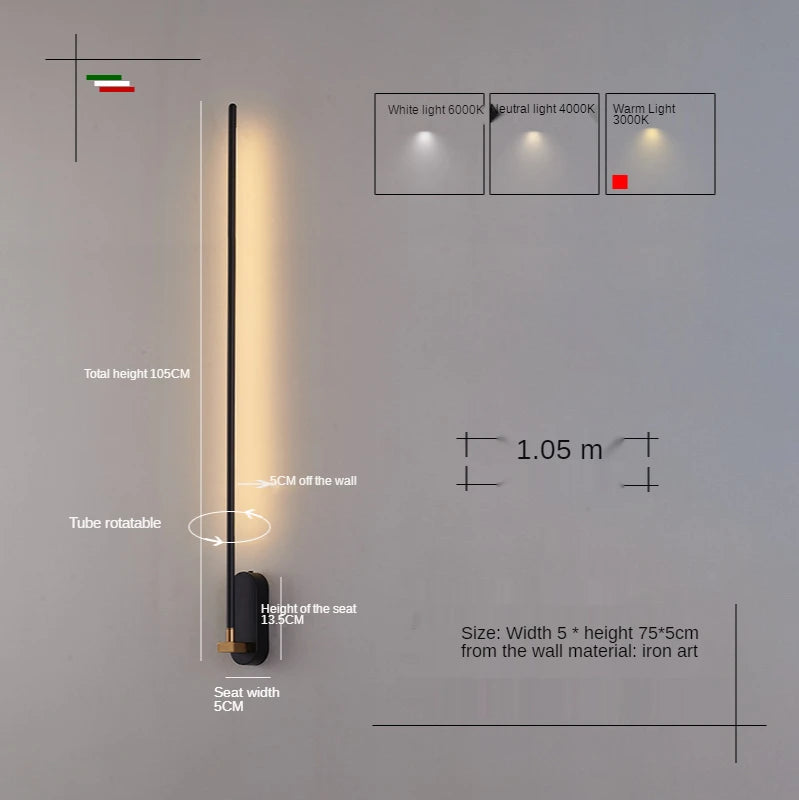 Nordische Wandleuchte lange Leiste modernes und schlichtes Design