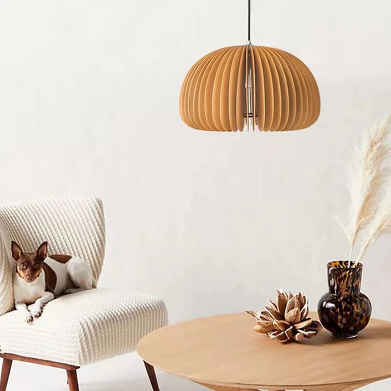 lampes suspendues en bois minimaliste pour restaurant créatives citrouille médiévale - vue 4 sur 10