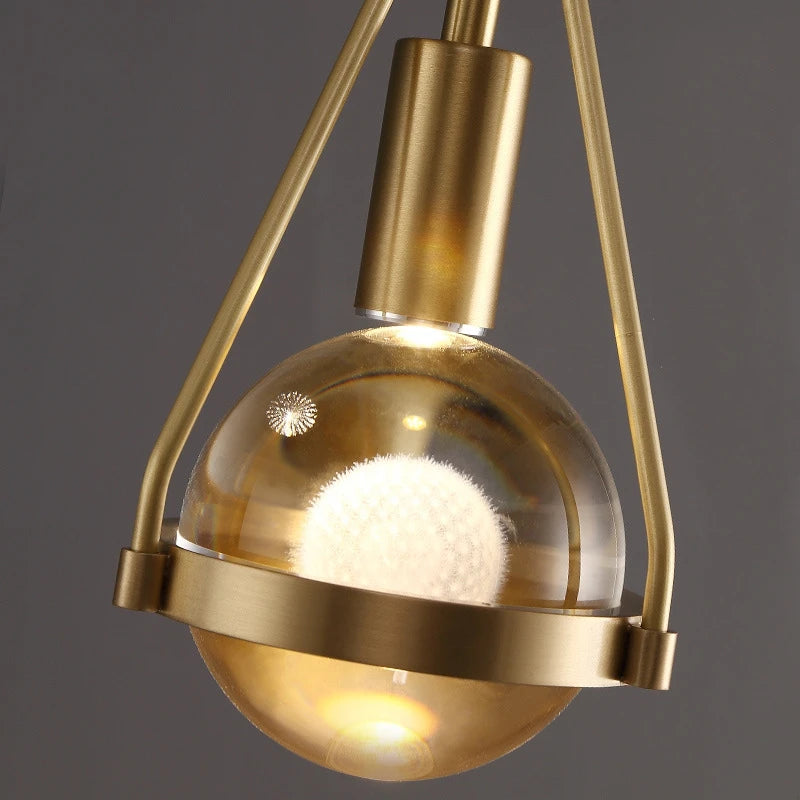 suspension luminaire loft led en cuivre cristal nordique